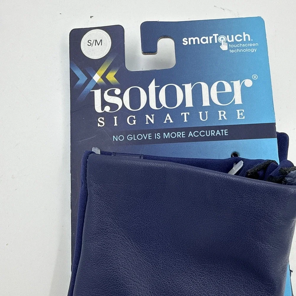 WOMEN'S NEW BLUE ISOTONER SMART DRI PLUS SMART TOUCH S/M GLOVES ZIP SIDES